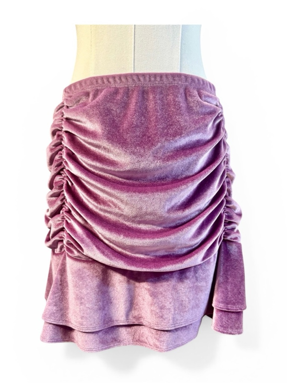 wild fable Ruched Velvet Mini Skirt in Mauve Pink